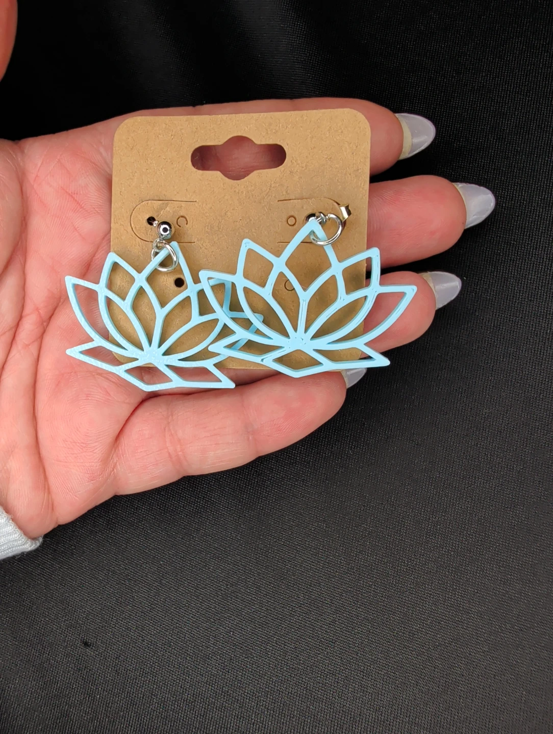Light Blue Lotus Flower Earrings - photo 3