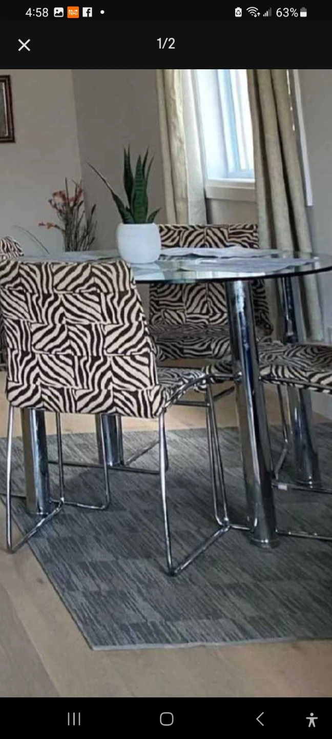 Glass dining table with 4chairs