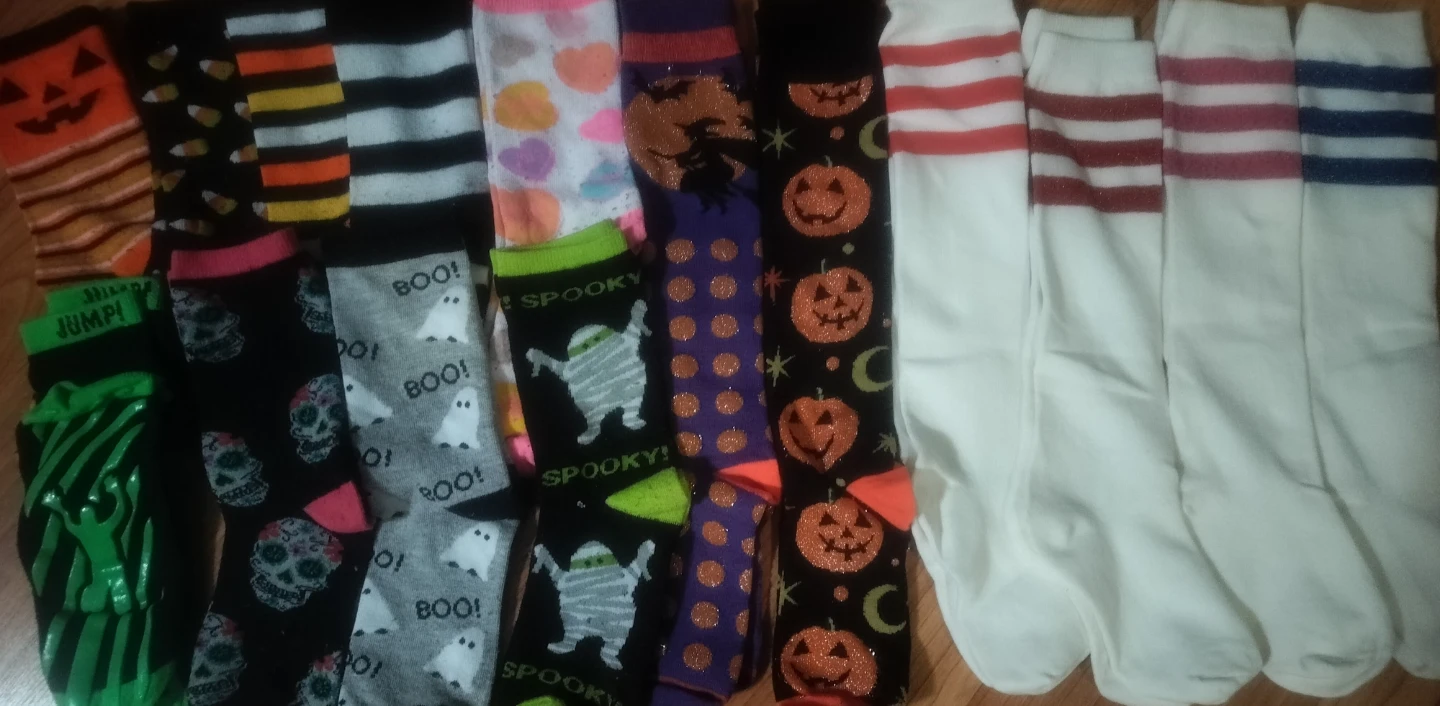 Halloween & Striped Knee-High Socks Bundle