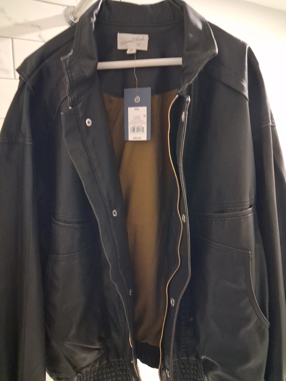 Universal Thread Black Faux Leather Bomber Jacket XXL - photo 3