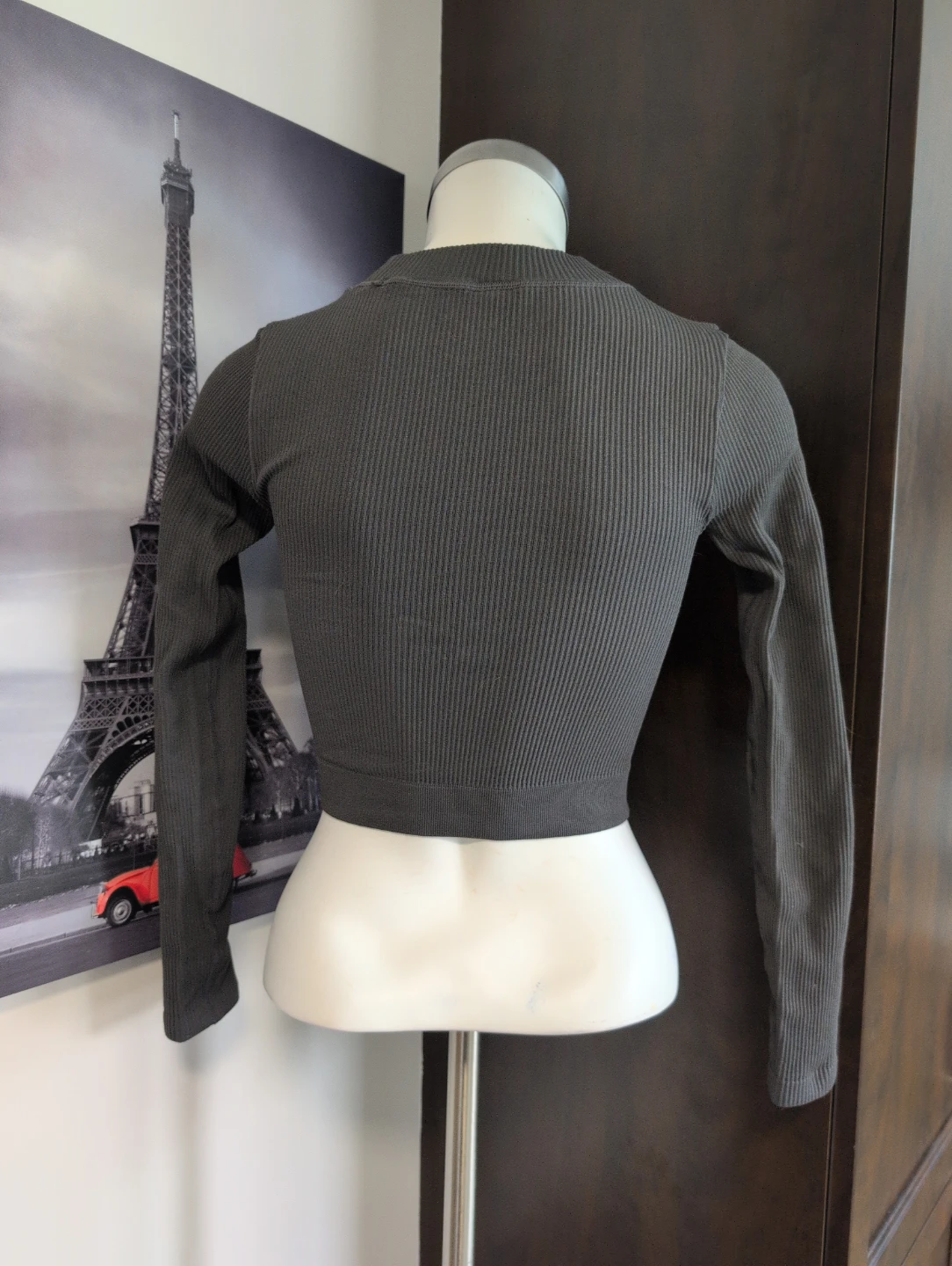 Harlow Ribbed Long Sleeve Crop Top M/M Grey - photo 3