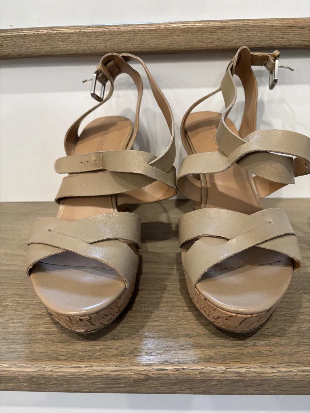 Franco Sarto Beige Leather Wedge Sandals - photo 4