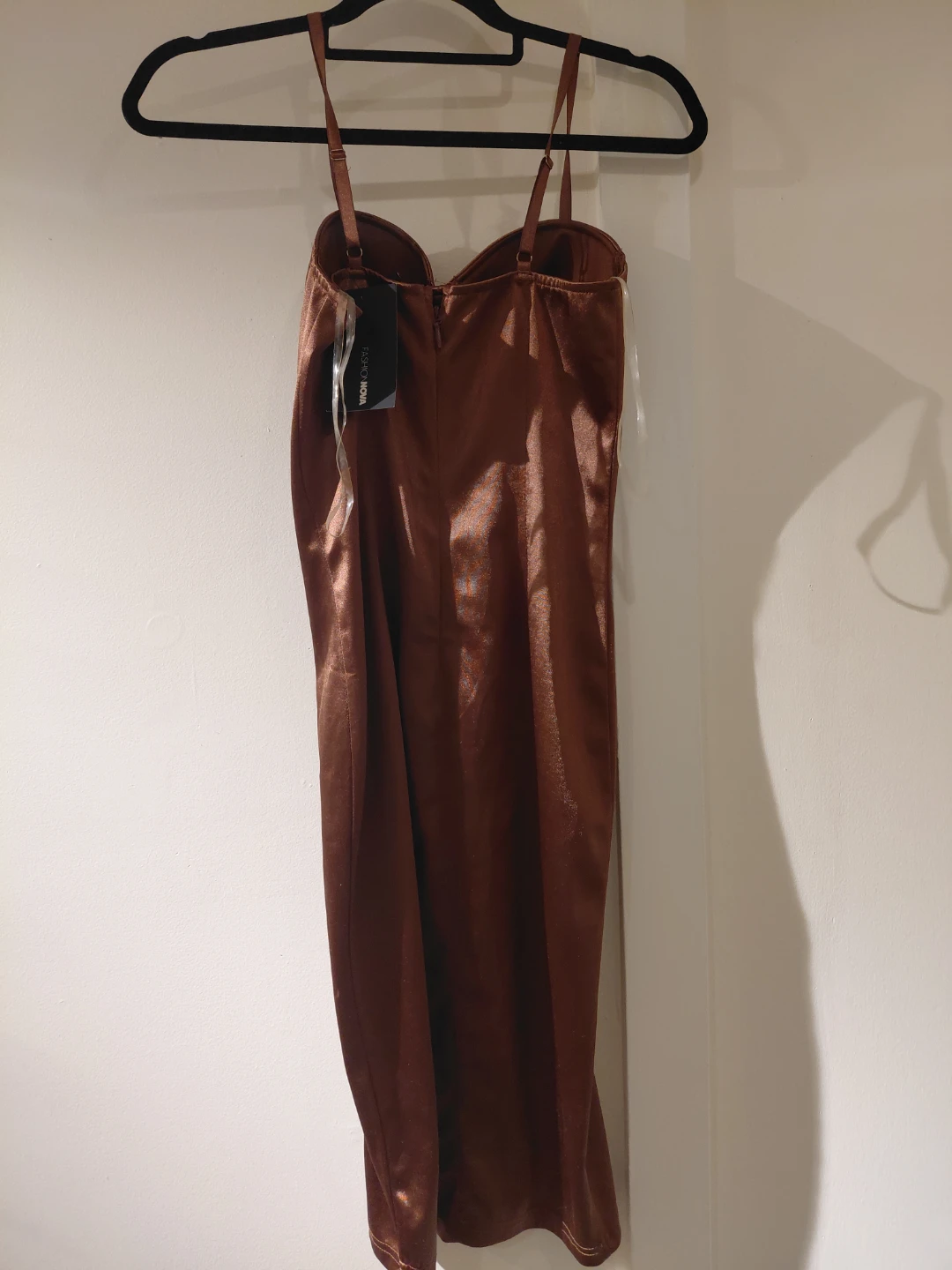 Brown Satin Midi Dress - photo 2