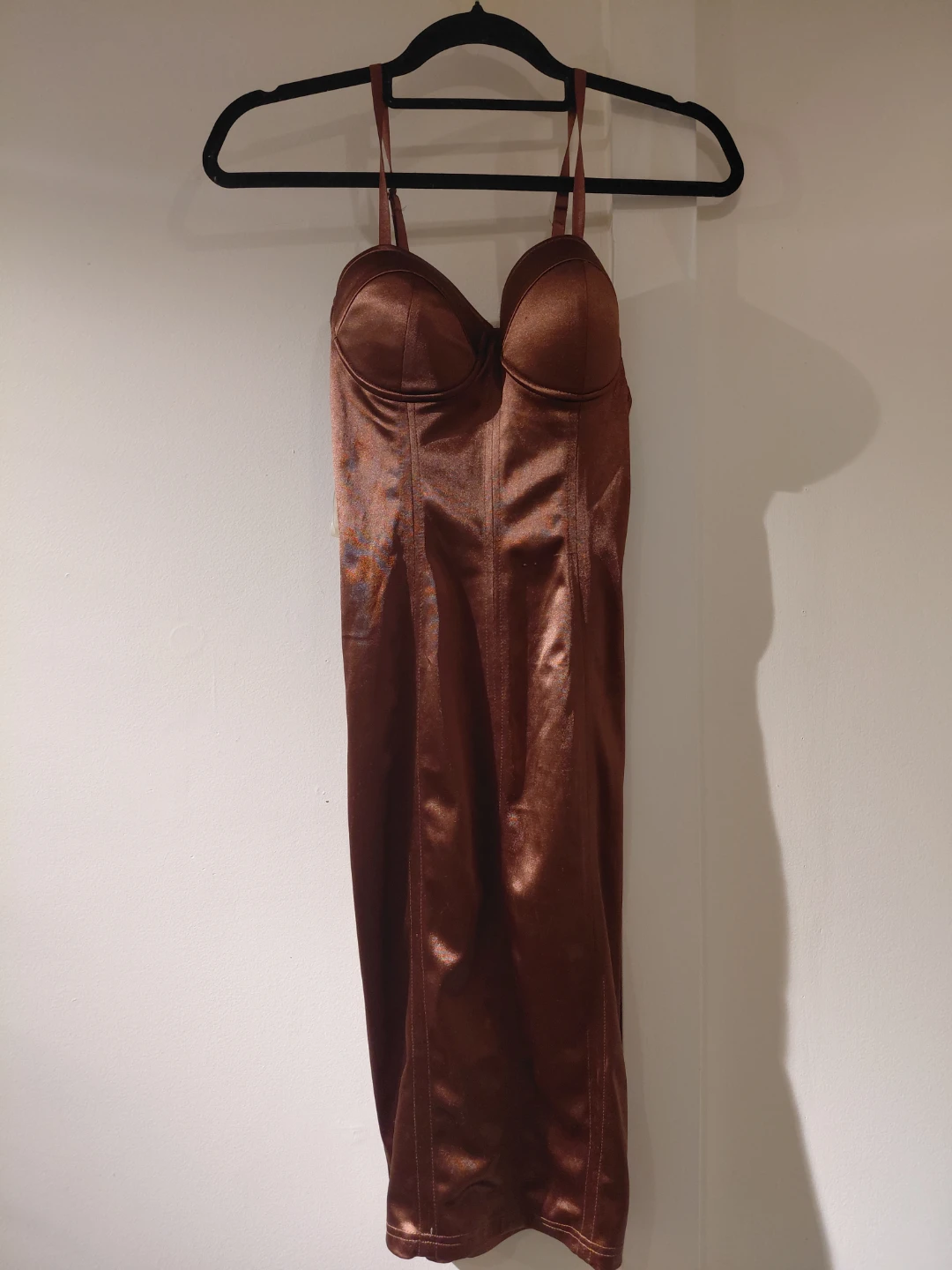 Brown Satin Midi Dress - photo 3