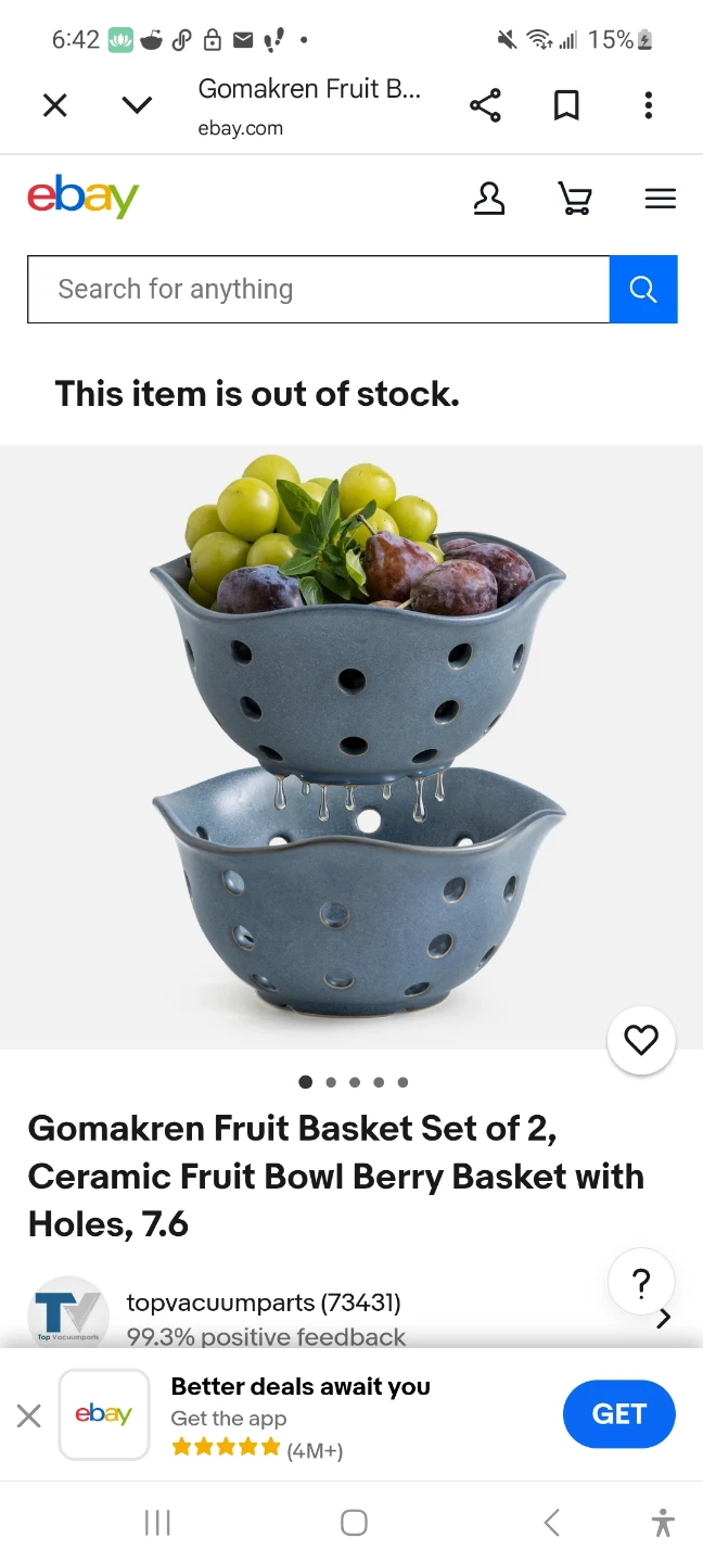 Ceramic Fruit Basket Set of 2 - Grey