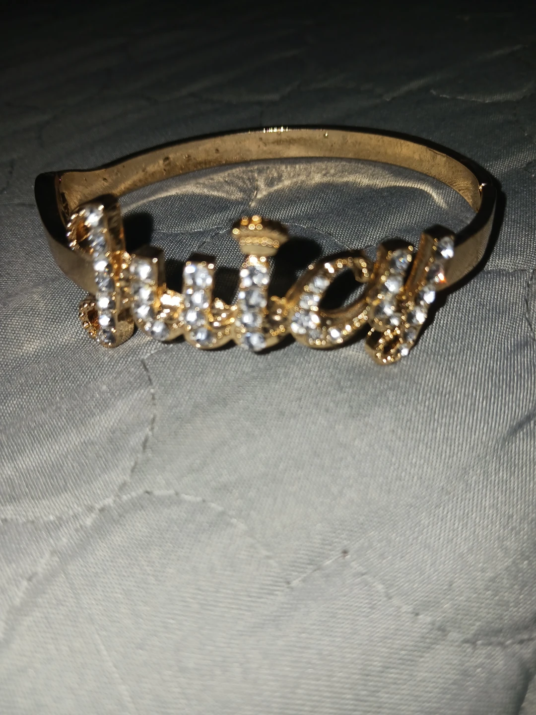 Juicy Couture Gold Tone Rhinestone Bangle Bracelet