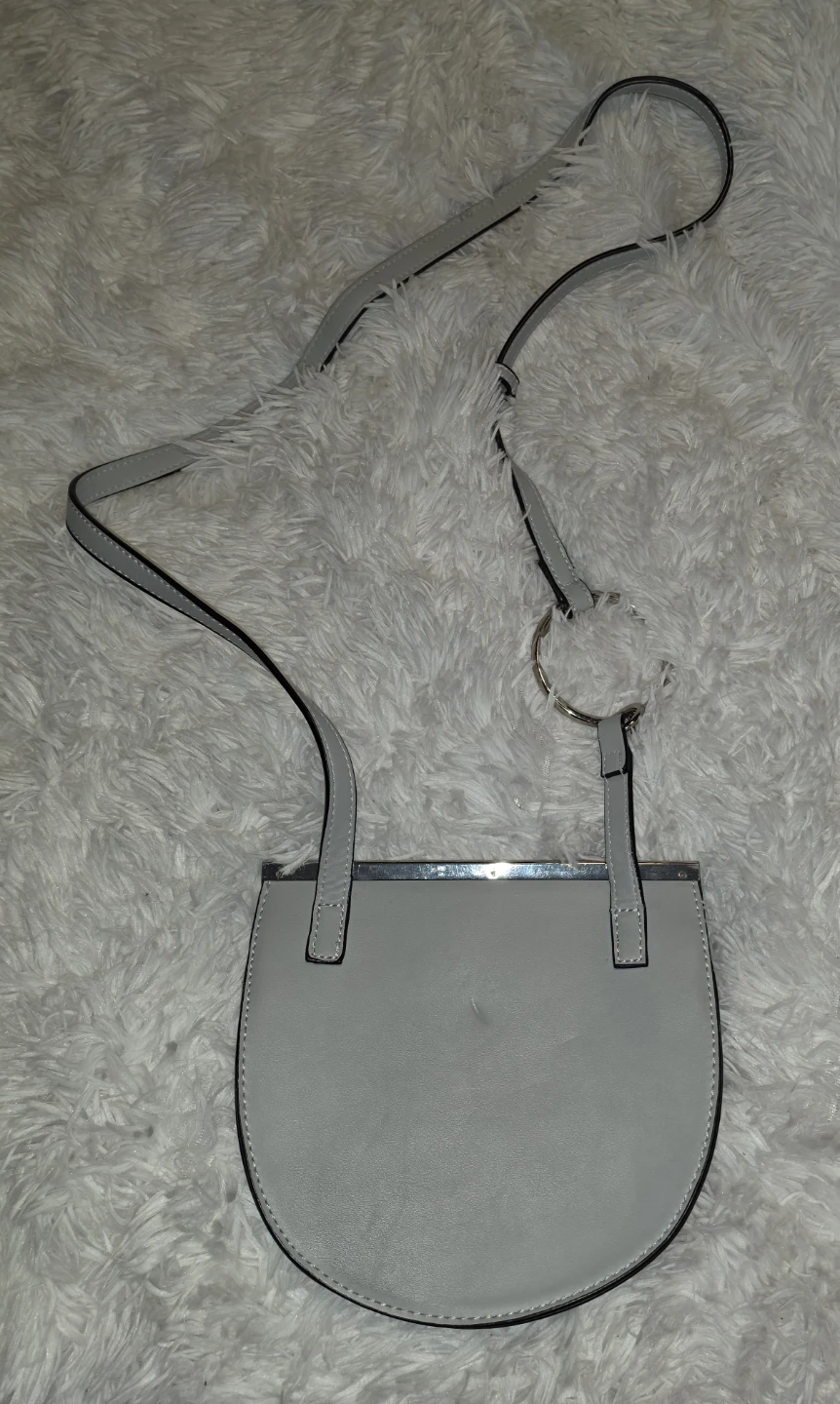 Light Grey Studded Half-Moon Crossbody Bag - photo 3
