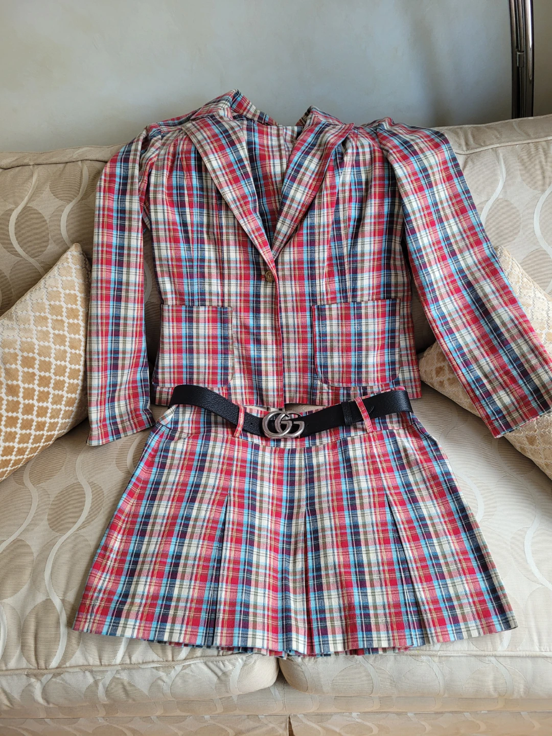 Vtg. A.B.S. by Allen Schwartz Plaid Blazer & Skirt Set