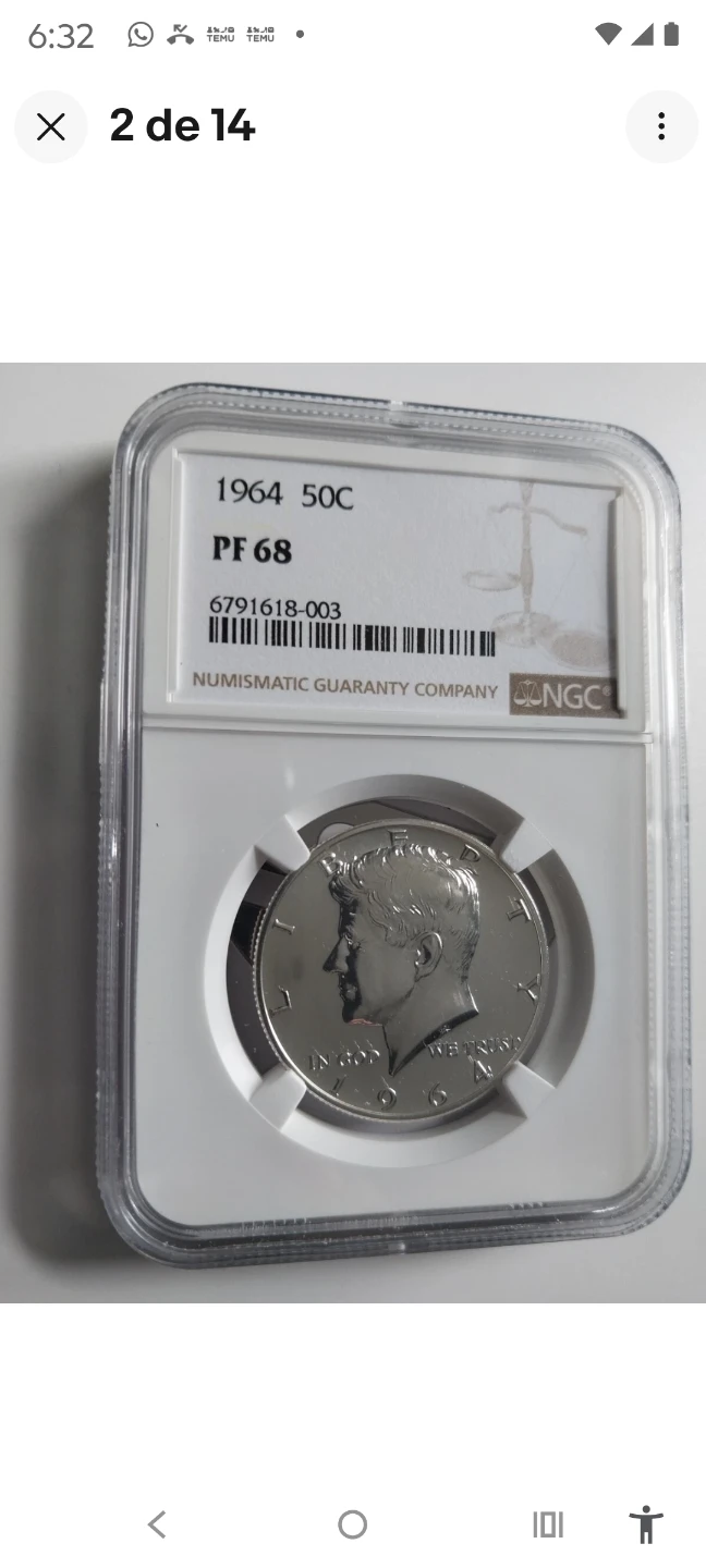 1964 NGC PF 68 Kennedy Silver Half Dollar - photo 2