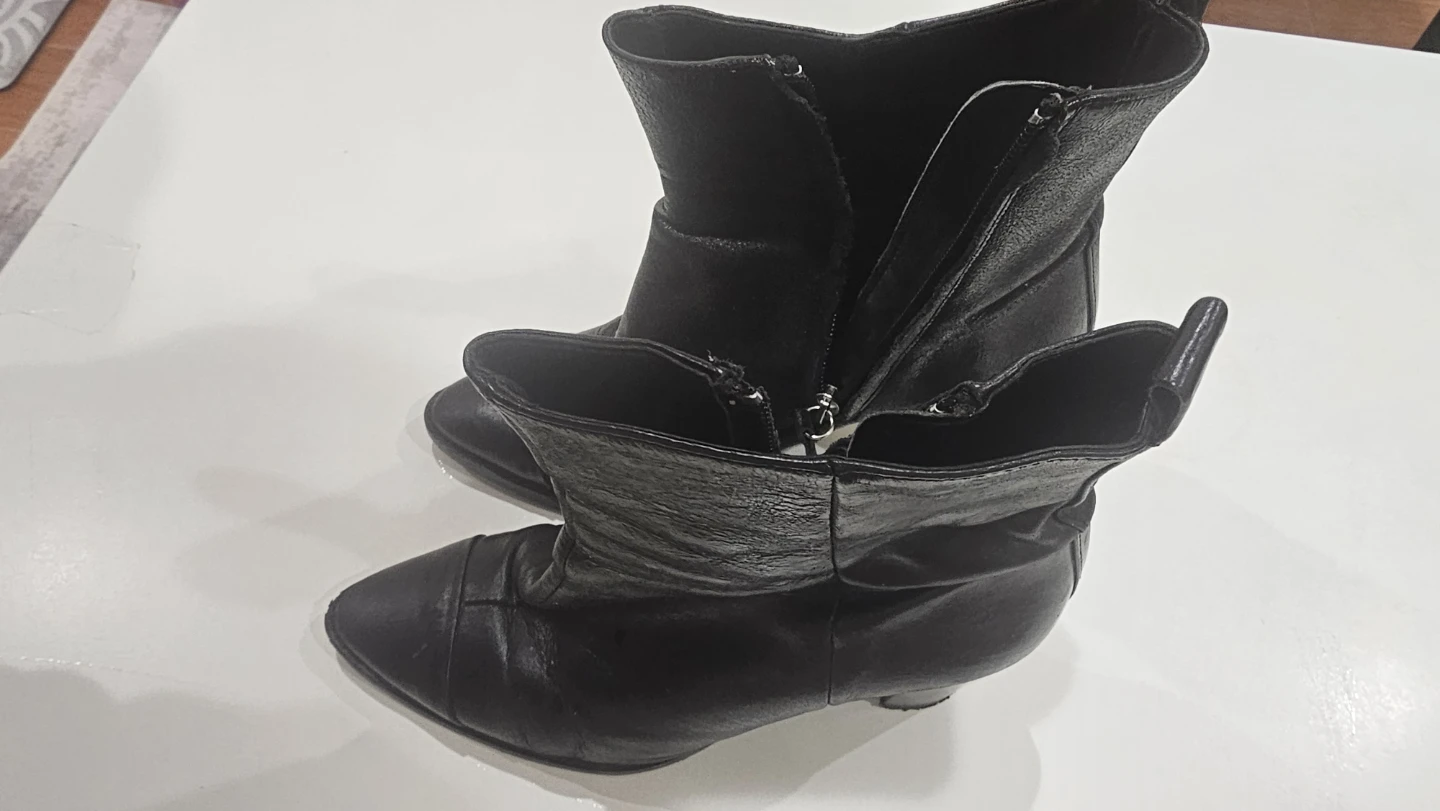 Zara Black Leather Ankle Boots - photo 3