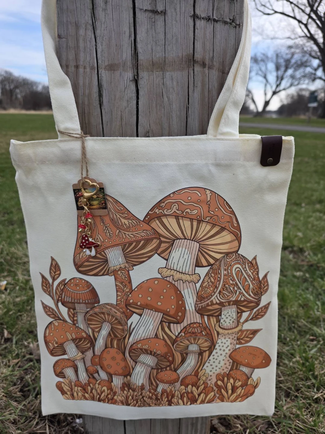 Mooshie Totes Canvas Tote Bag with Mushroom Print