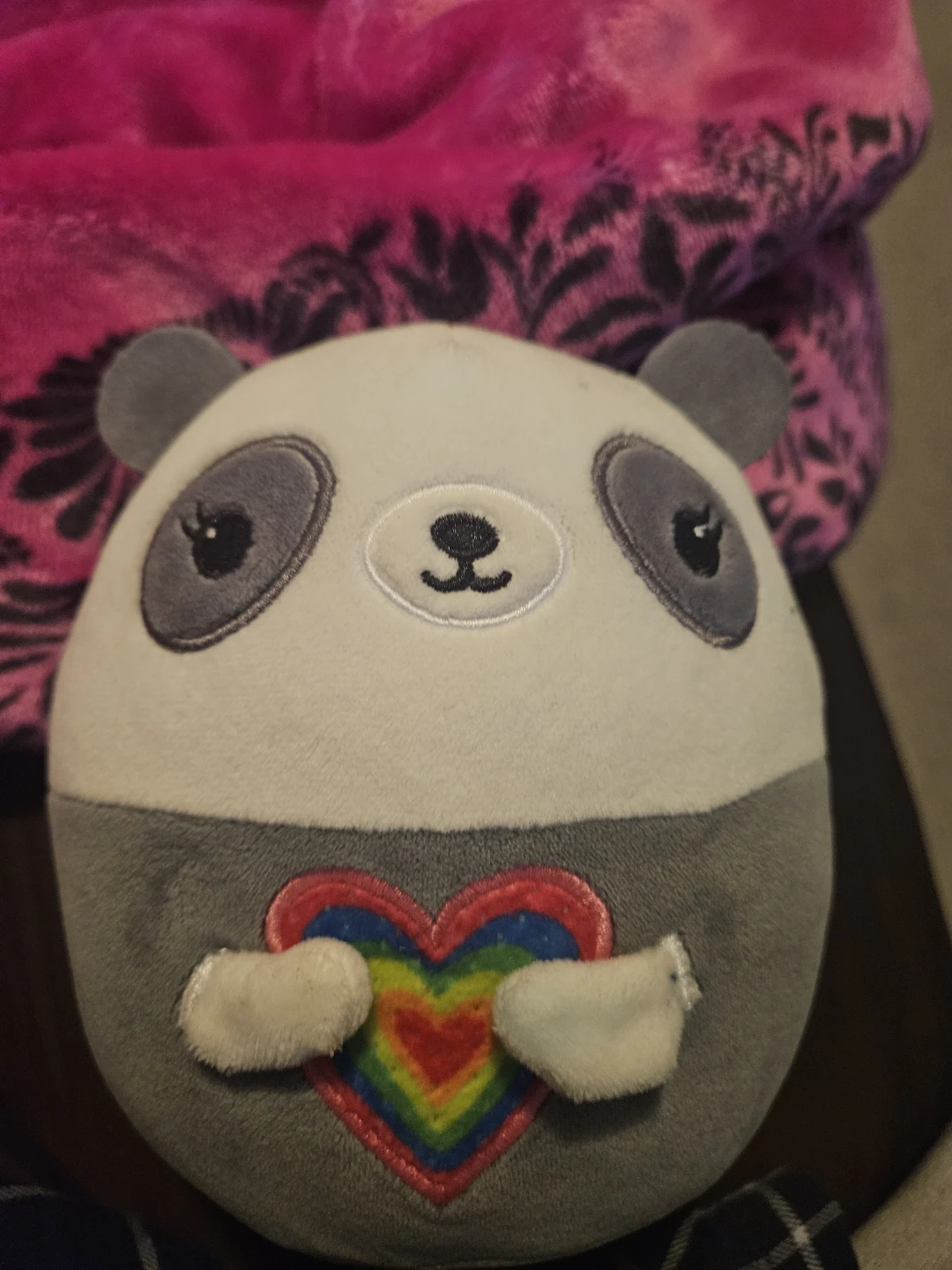 Plush Panda Toy with Rainbow Heart