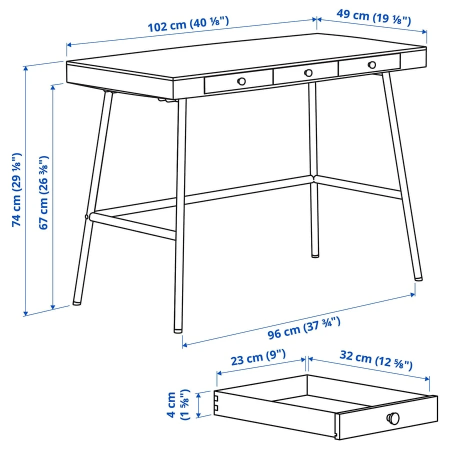 Desk with 3 Drawers - photo 4