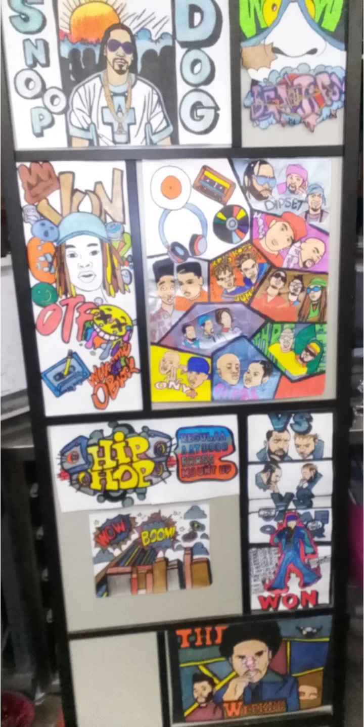 Framed Hip Hop Art Collage room dividers or change room dividers