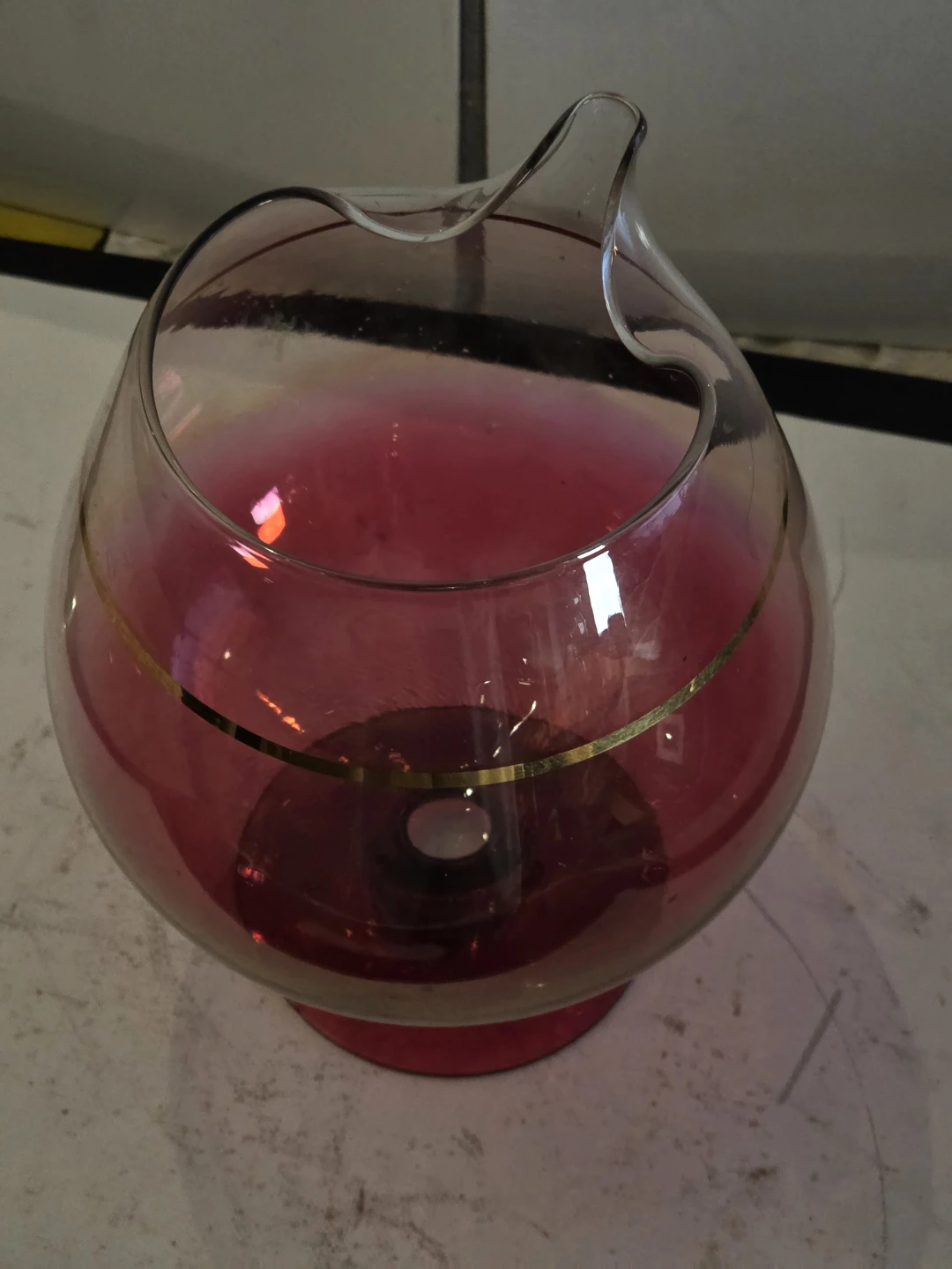 Vintage Pink Glass Pitcher with Gold Rim - photo 2