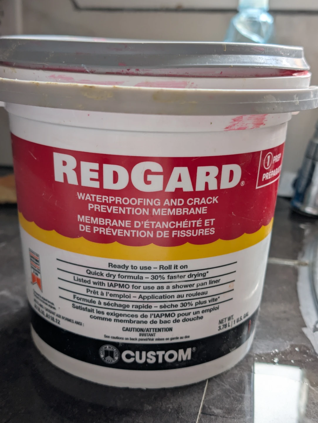 REDGARD Waterproofing and Crack Prevention Membrane 1 gallon.