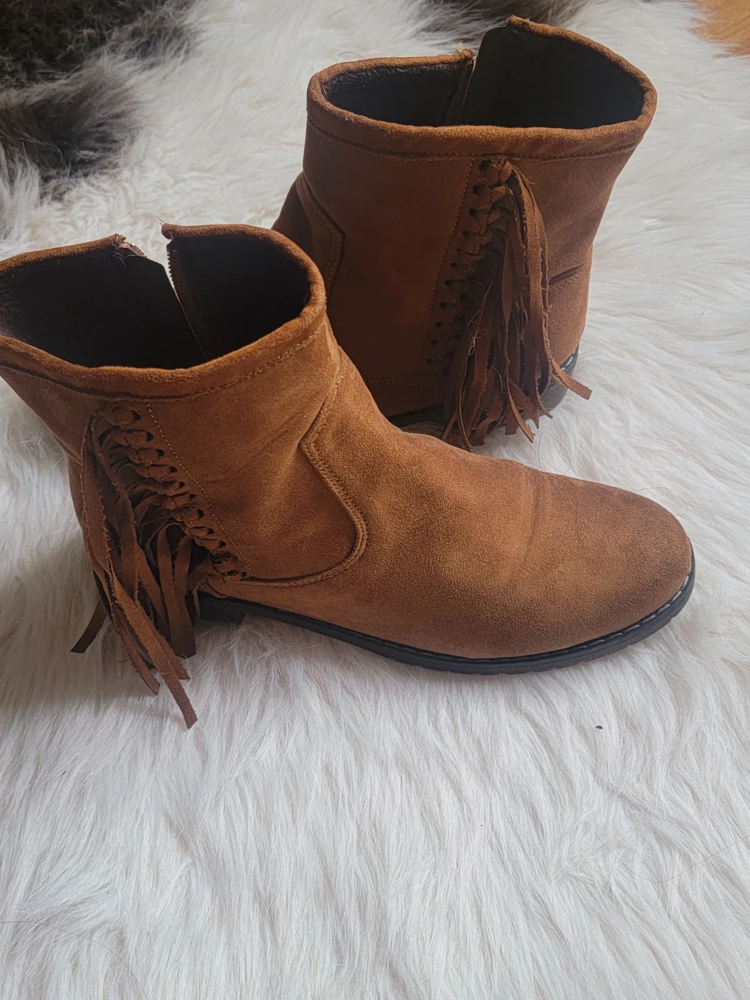 Brown Suede Fringe Ankle Boots - photo 2