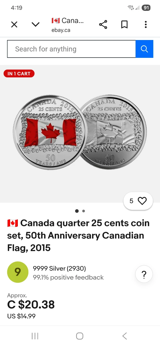 Canada 25  Cents Coin Collection set of 2 - photo 4