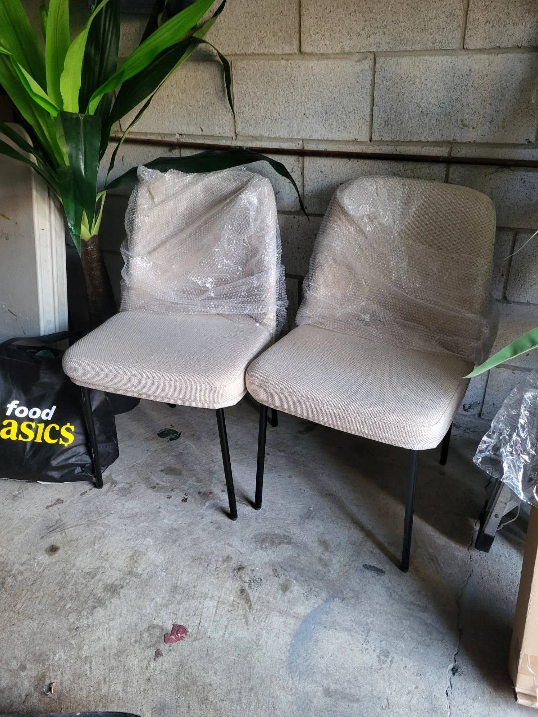 Set of 2 Neutral Upholstered Dining Chairs