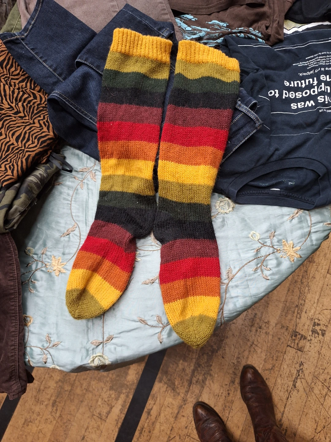 Striped Knee-High Knit Socks