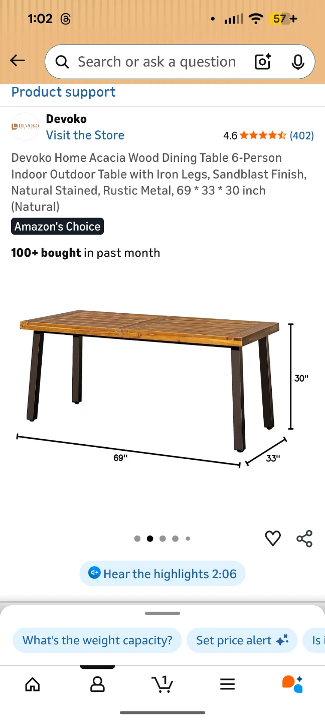 Acacia Wood Dining Table + 4 chairs - photo 3