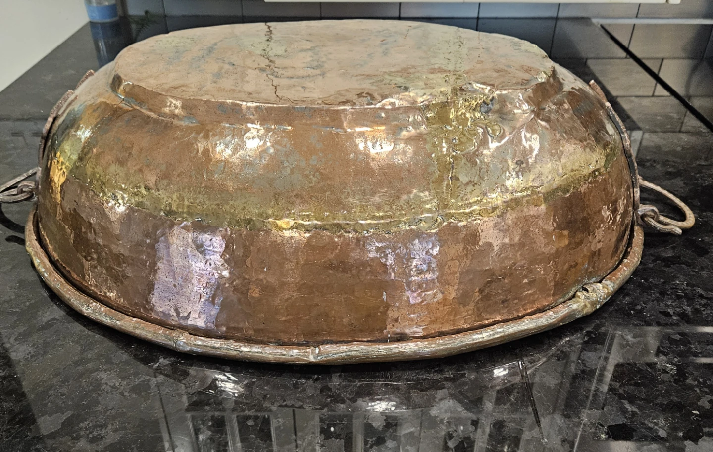 Antique Large Hammered Brass Bowl/Planter - photo 2