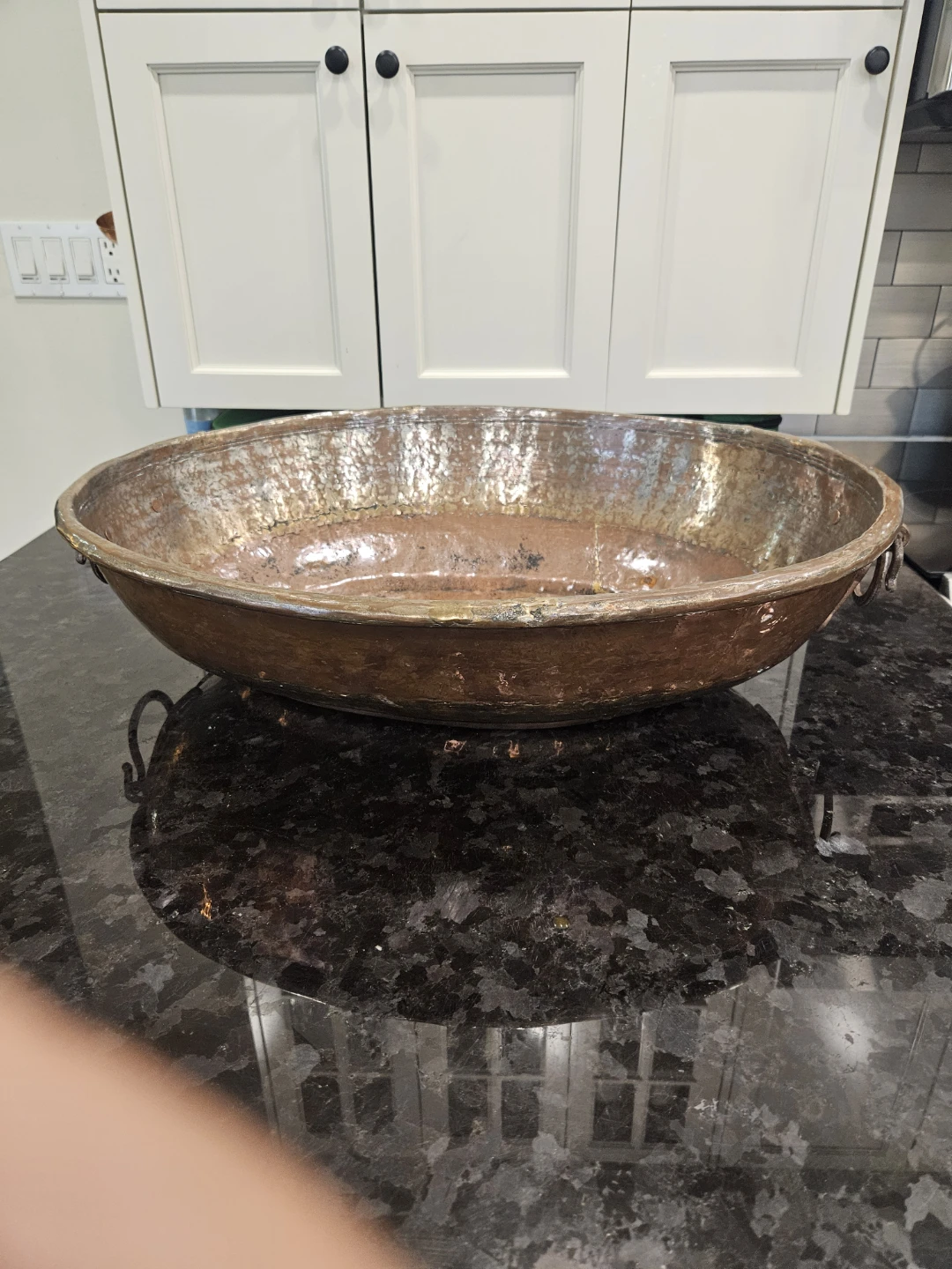 Antique Large Hammered Brass Bowl/Planter - photo 3