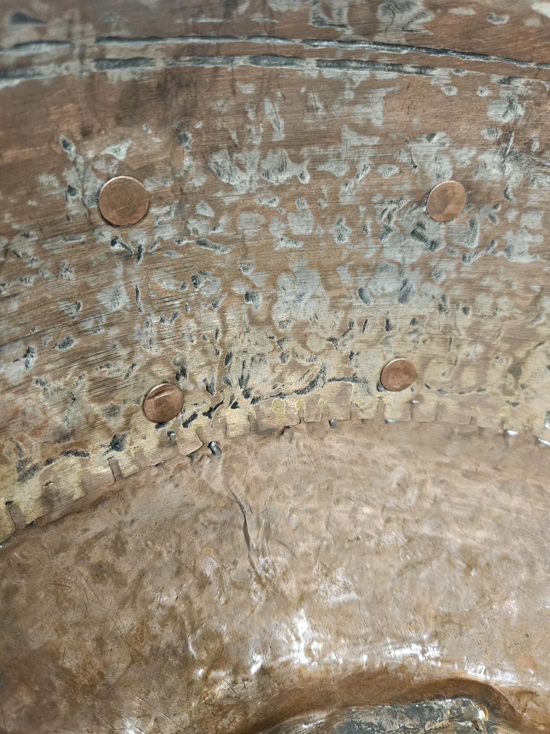 Antique Large Hammered Brass Bowl/Planter - photo 4