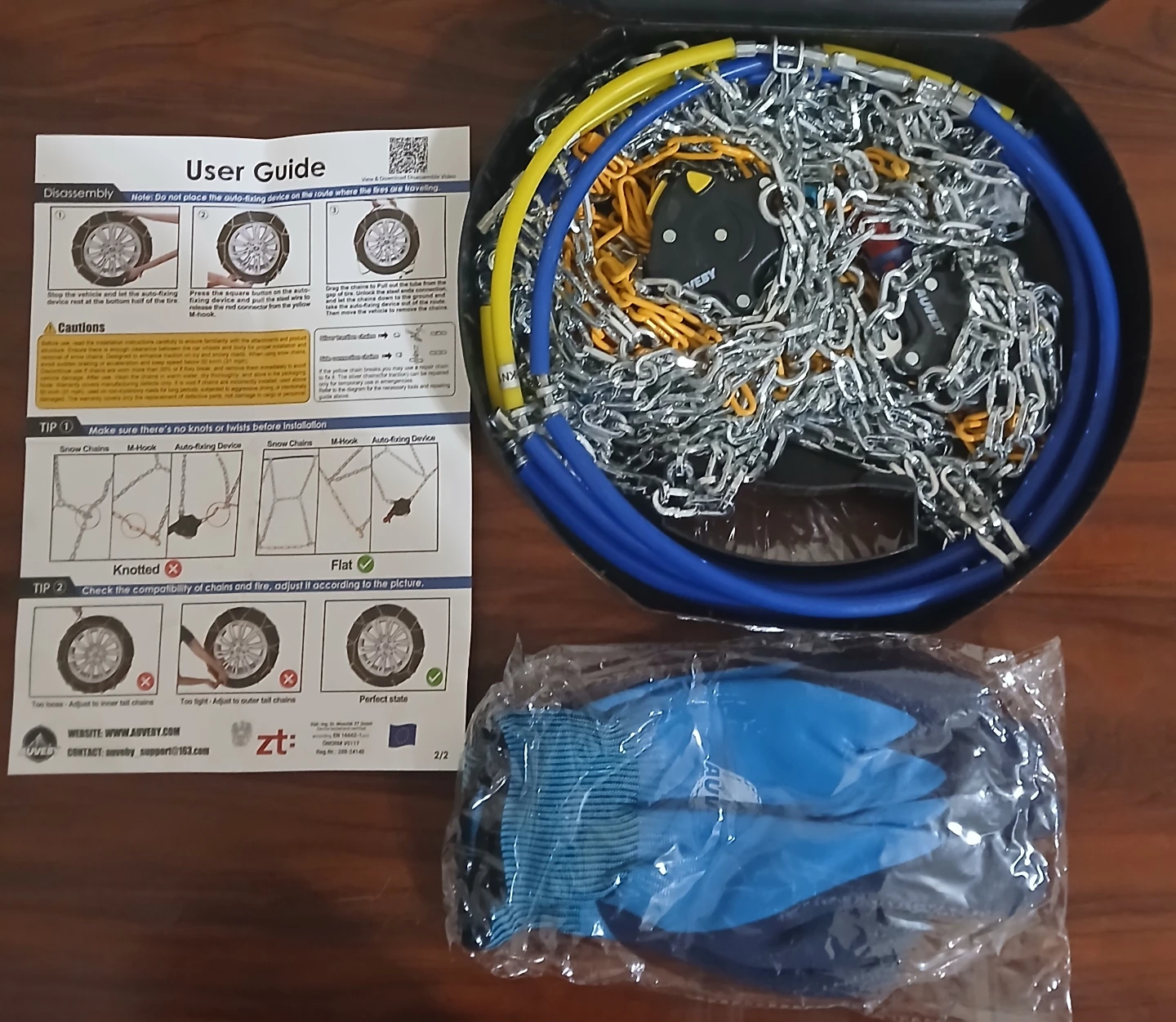 AUVEBY Snow Chains Auto Fixing 1 Min Quick Fit HKN-100 Set of 2