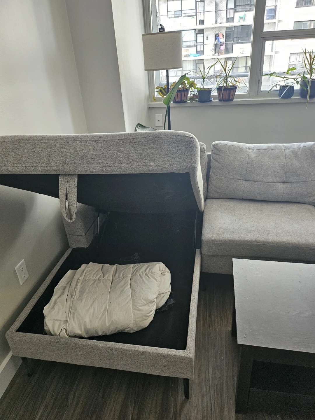 Grey Sectional Couch with Storage - photo 2