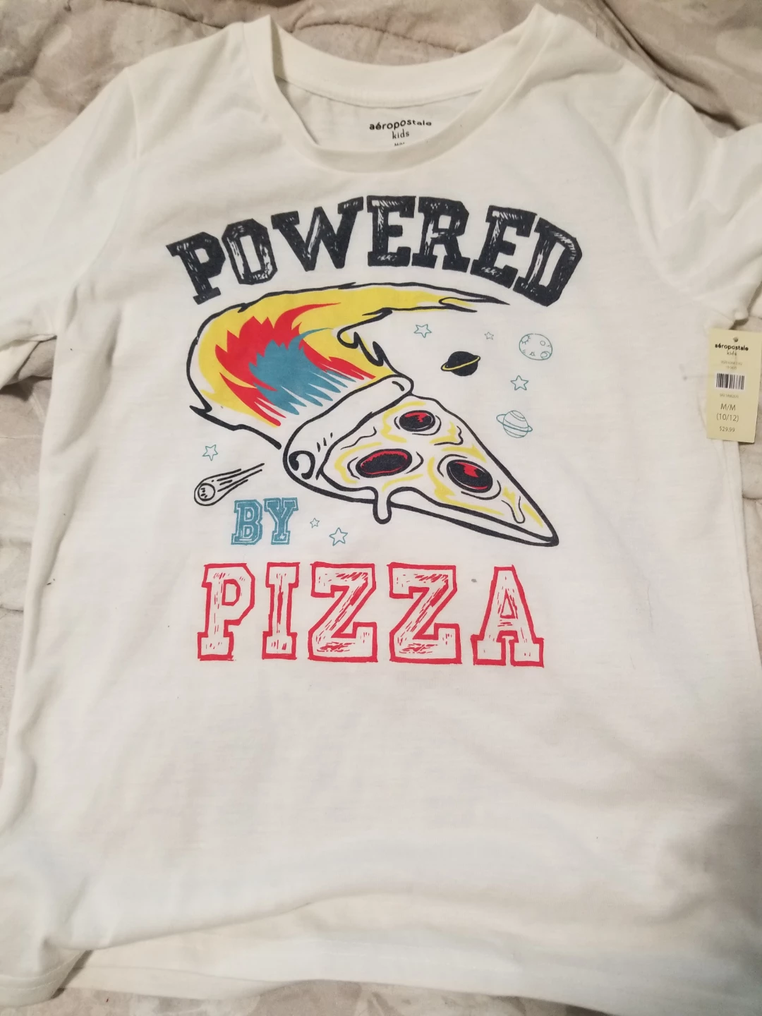 Aéropostale Kids "Powered by Pizza" T-Shirt - Size M (10/12)