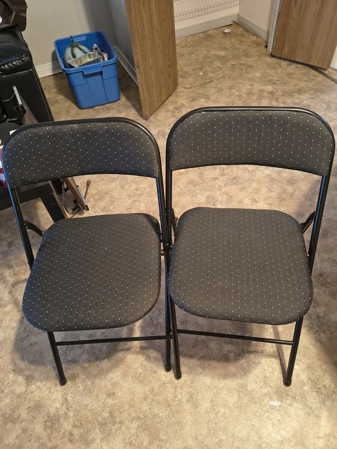 Set of 2 Black Padded Folding Chairs
