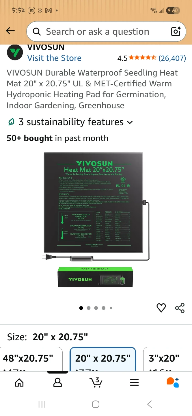 VIVOSUN Seedling Heat Mat 20" x 20.75" - UL & MET Certified