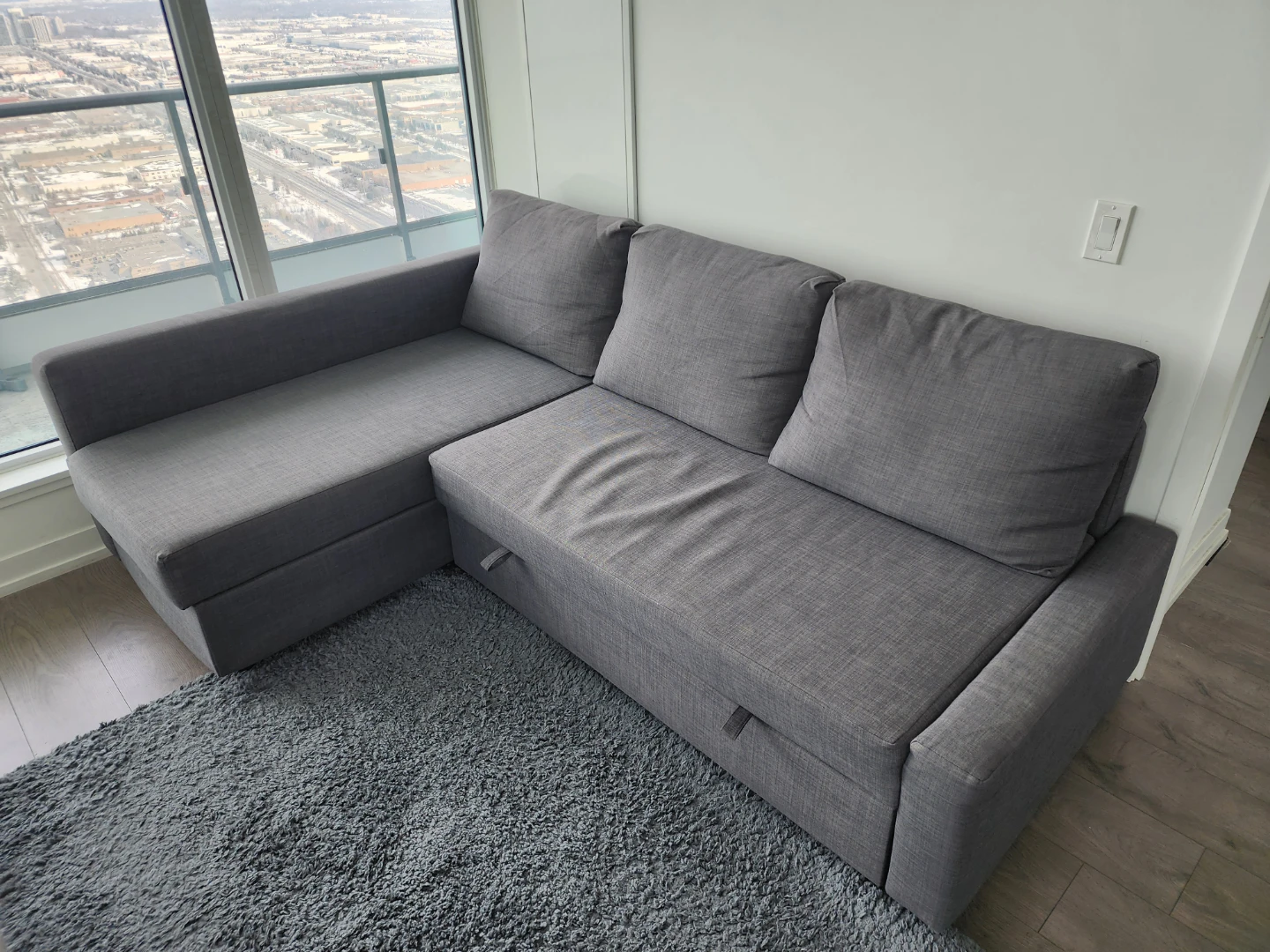 Grey Sectional Sofa Bed with Storage (IKEA: KIVIK)