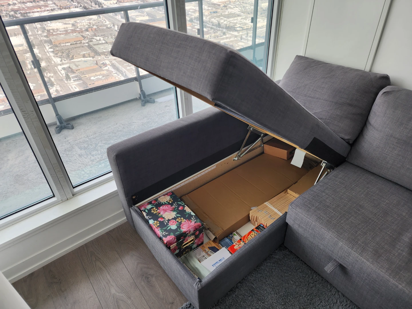 Grey Sectional Sofa Bed with Storage (IKEA: KIVIK) - photo 5