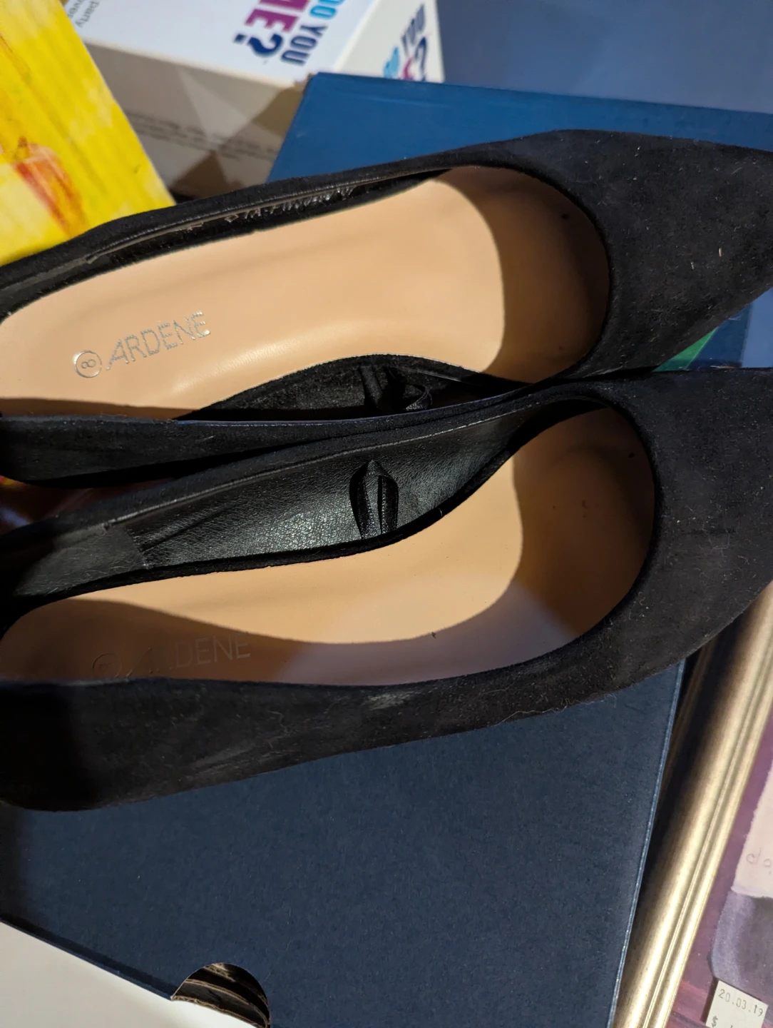 Ardene Black Suede Pointed Toe Heels Size 8