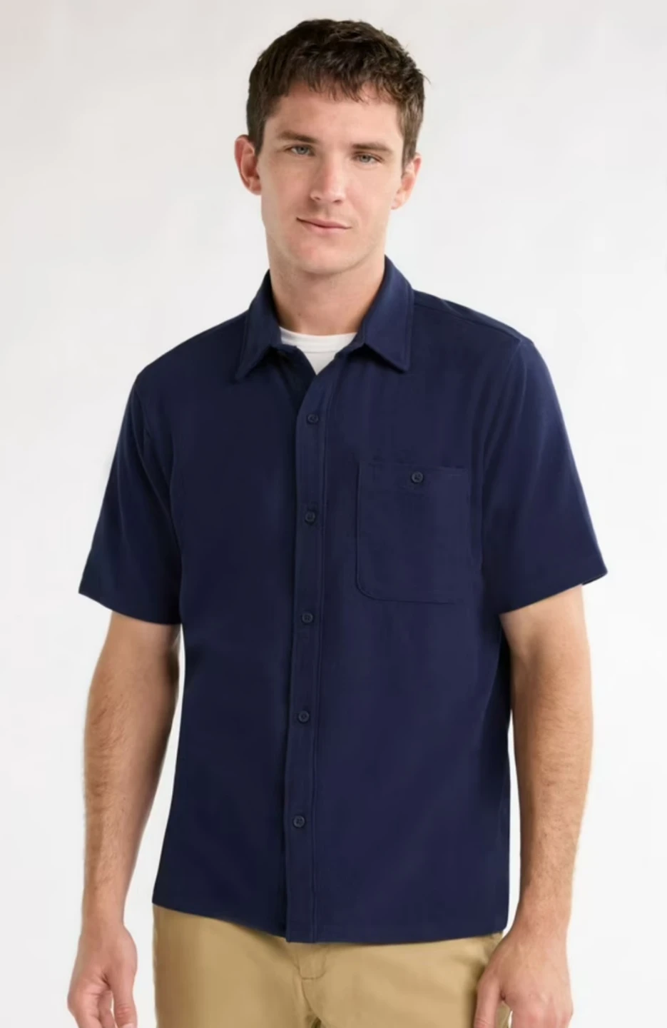 🧡 Free Assembly Men's Short Sleeve Button Shirt, Navy.. Size M - photo 2