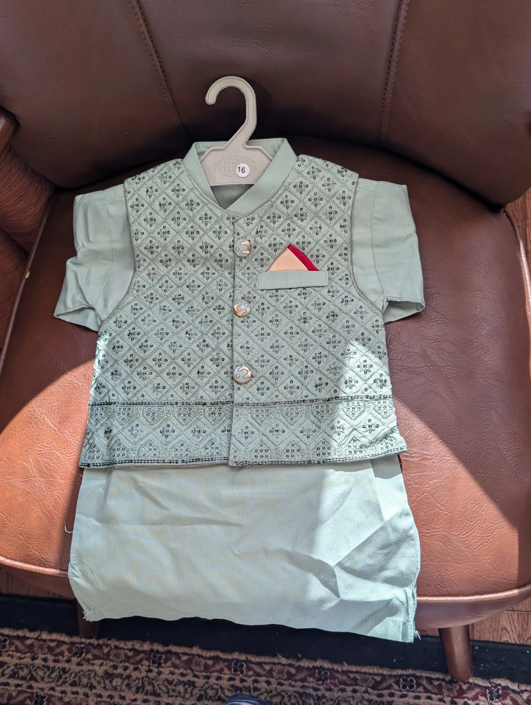 boys kurta pyjama with matching waistcoat