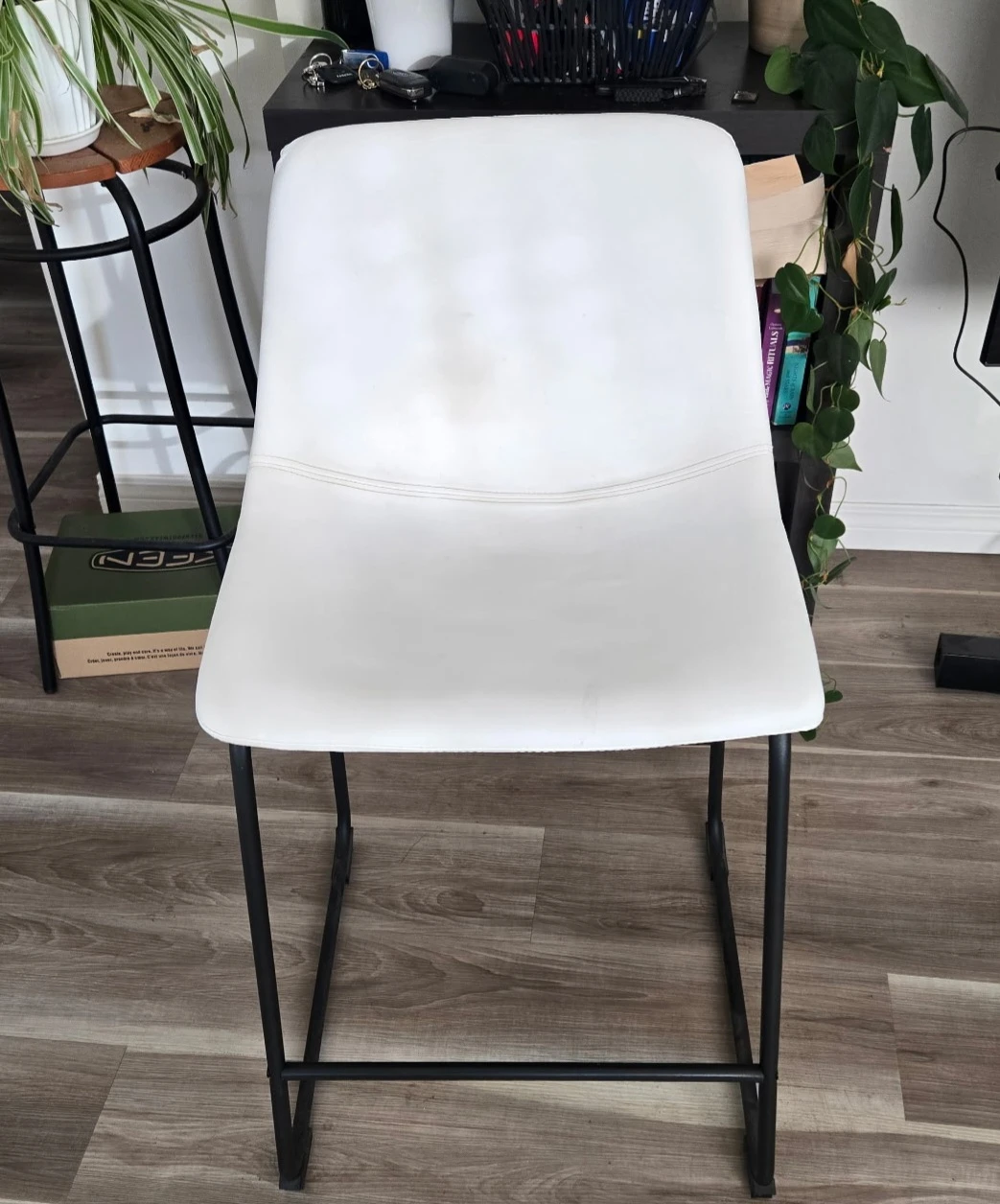 White Faux Leather Counter Stools - set of 4