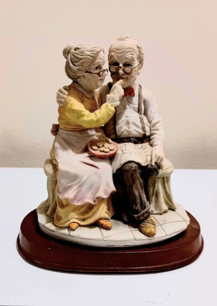 Hand Crafted Elderly Couple Figurine