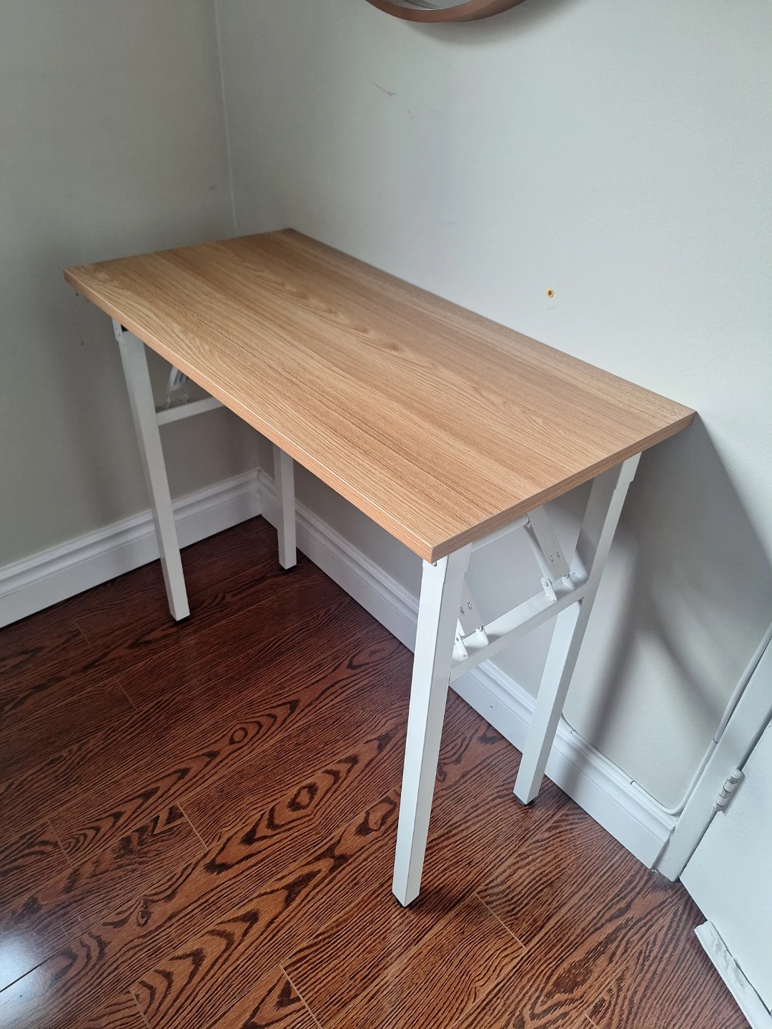 Folding Desk - Wood Top with White Metal Legs
