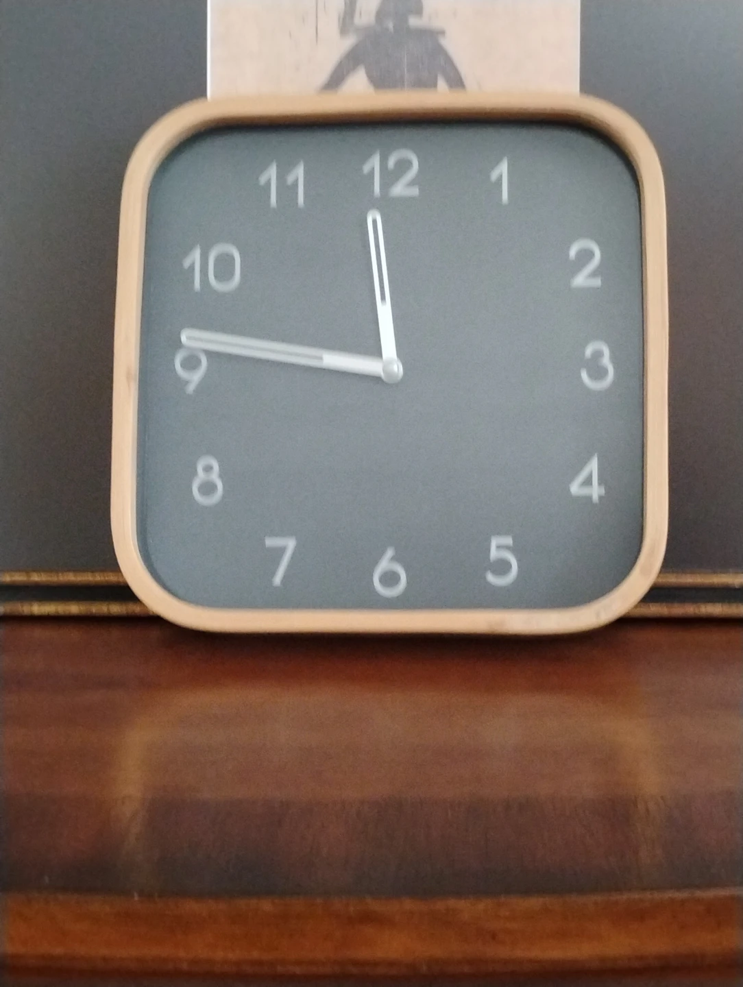 Square Wall Clock with Wooden Frame