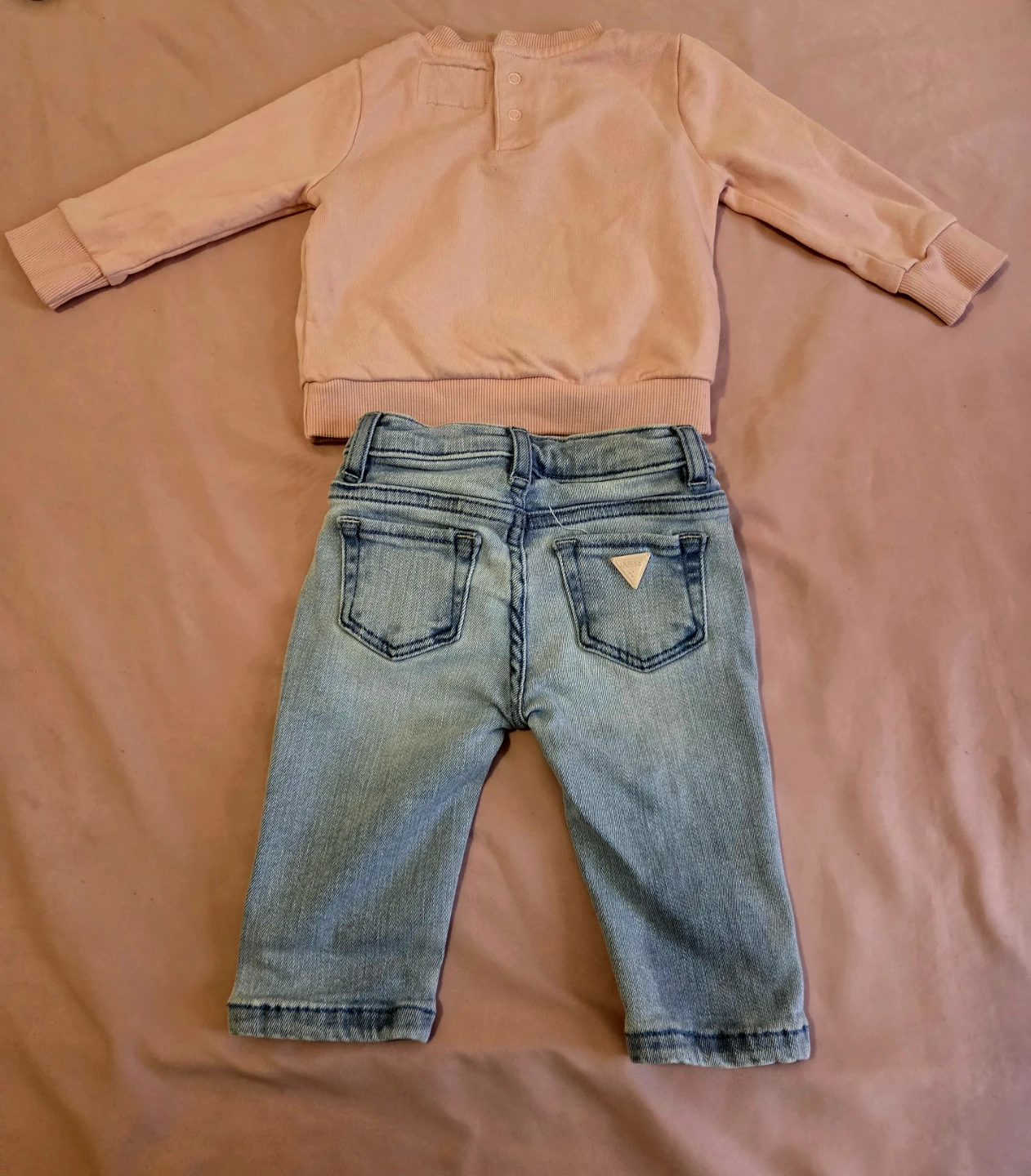 Guess Baby Outfit - Pink Teddy Bear Sweatshirt & Jeans - photo 3