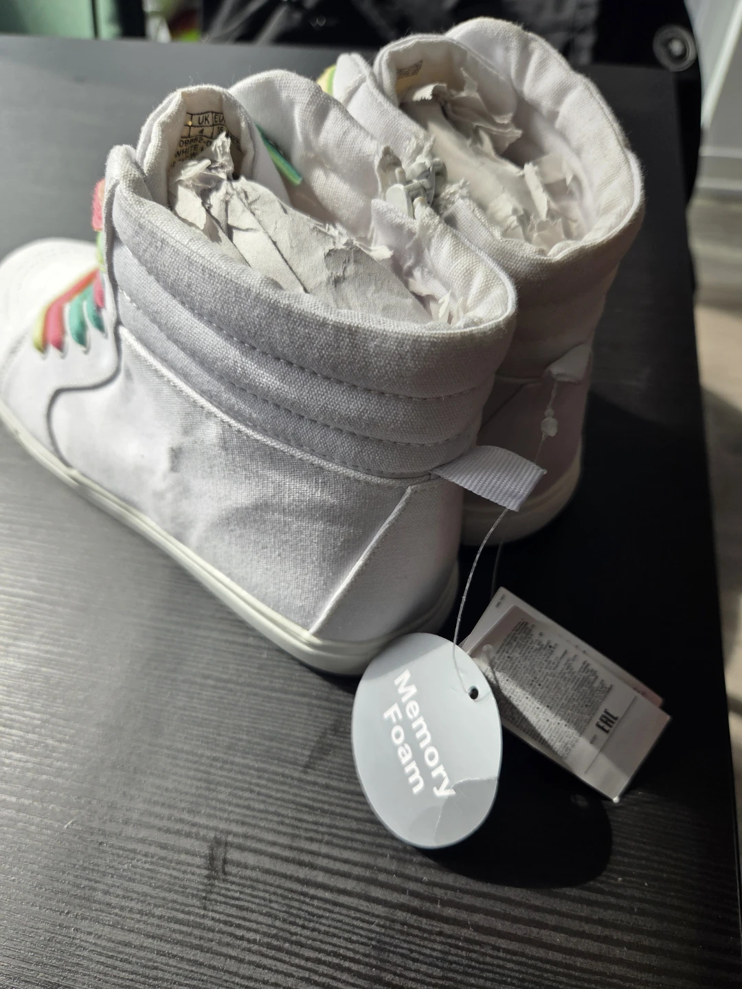 GAP Kids White High-Top Sneakers with Rainbow Laces - photo 5