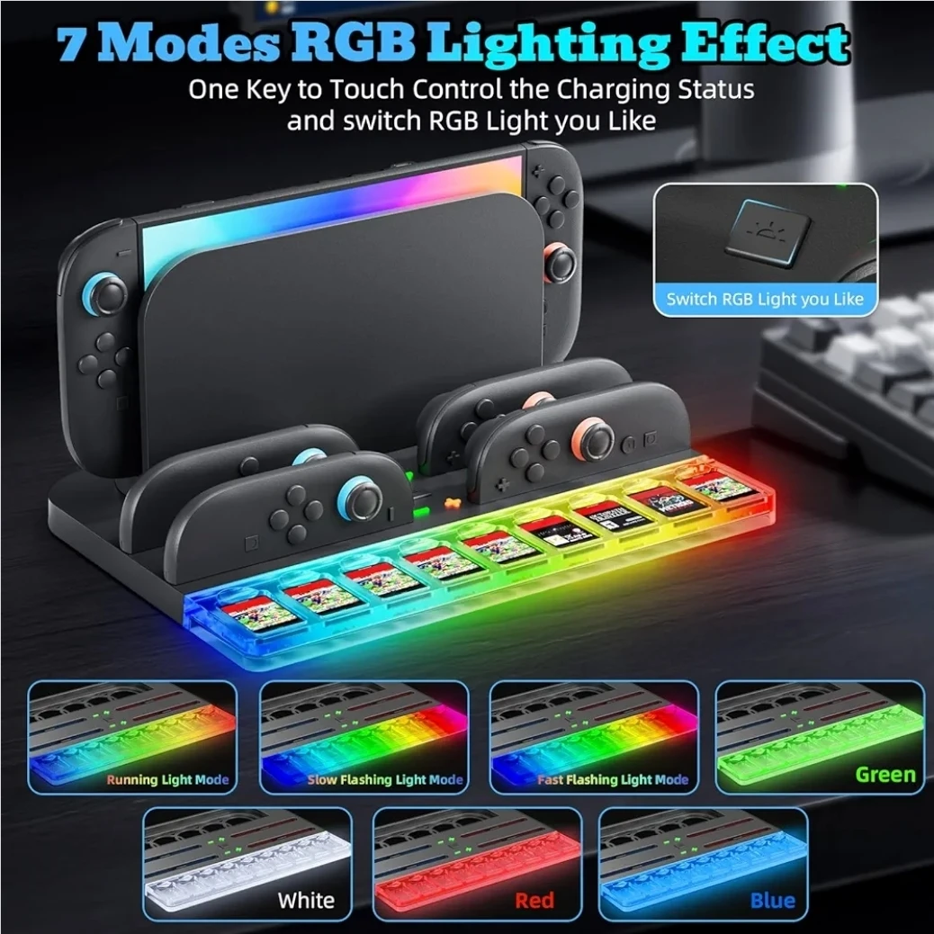 Nintendo Switch 2 JoyCon Charging Dock RGB Stand - photo 5