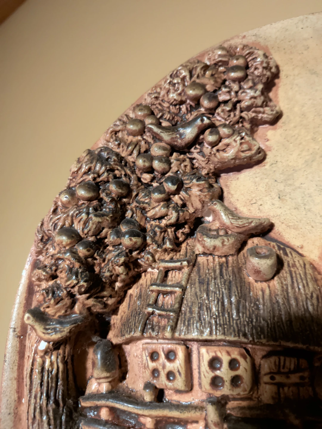 Vintage Ceramic Village Scene Wall Plaque - photo 2