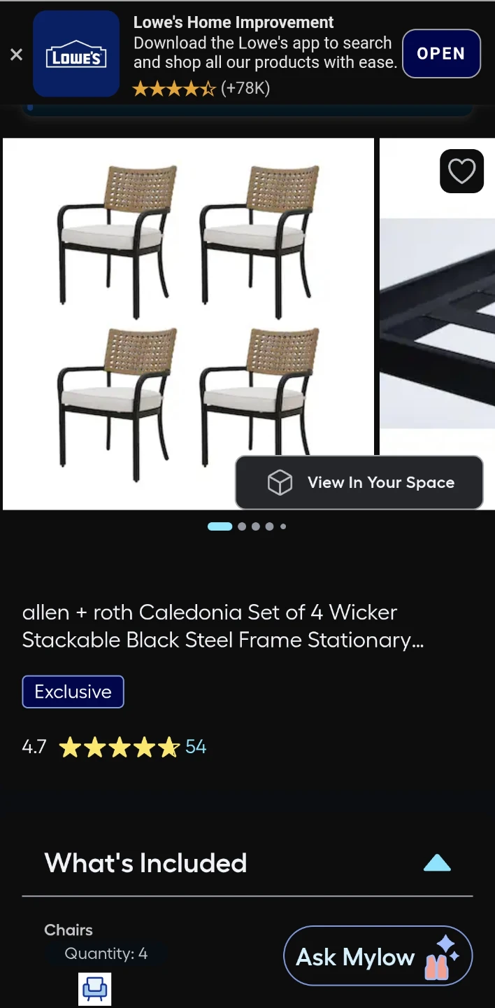 allen + roth Caledonia Set of 4 Wicker Stationary Chairs