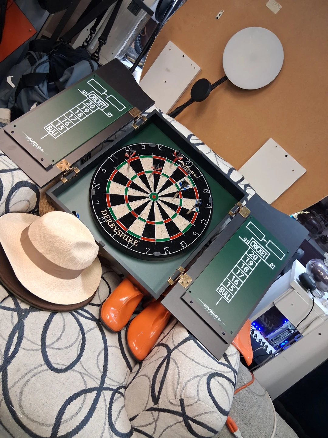 Javelin Dartboard and Cabinet Set