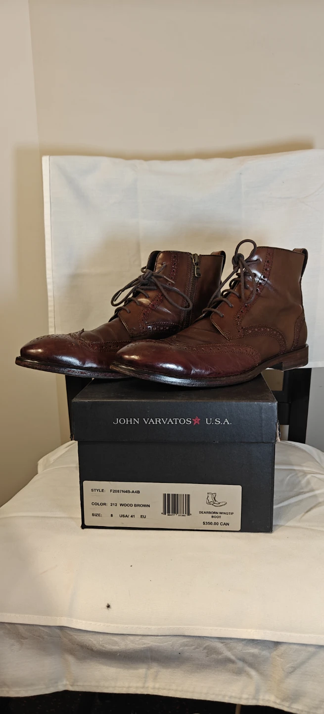 John Varvatos Brown Leather Wingtip Boots - photo 3