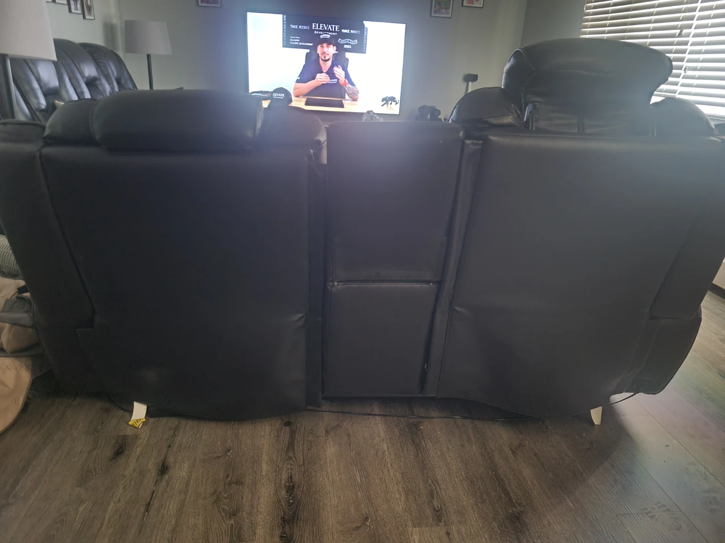 Black Leather Power Reclining Couch St Full set with Center cncl - photo 2
